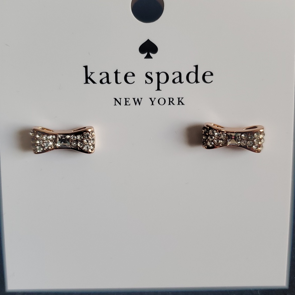 Kate Spade Ready Set Bow Pave Bow Stud Earrings/Rosegold